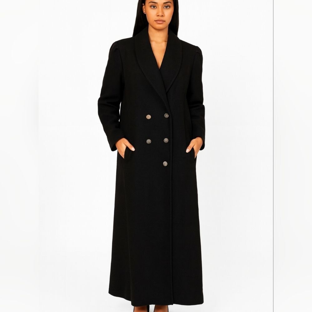 JOFELD y2k Double breasted wool structured shawl collar long maxi Coat